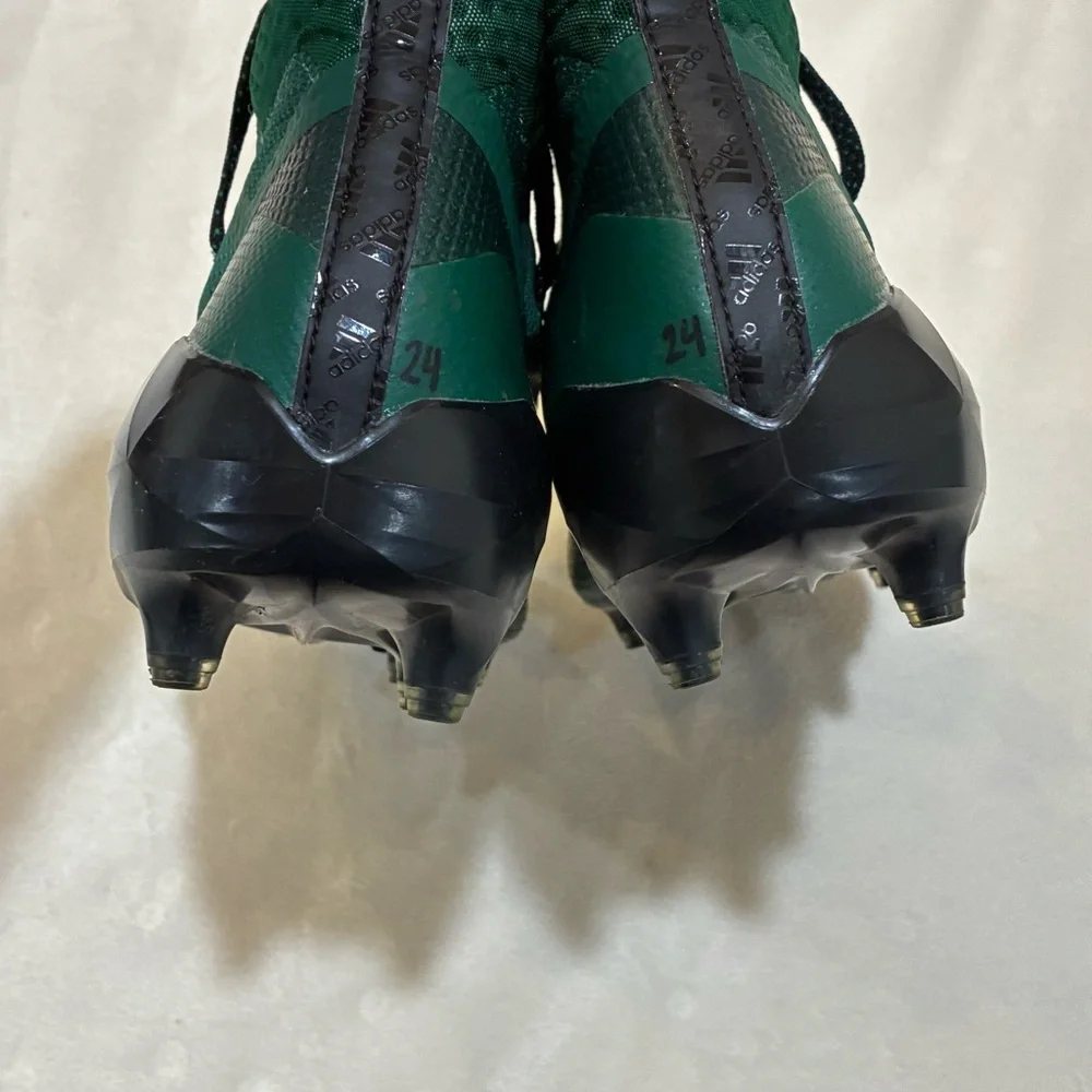 Adidas Adizero 8.0 Mid Football Cleats Dark Green White F35195 Men’s Size 12.5